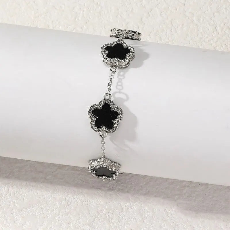 Sofia Link Bracelet | Clover Motif, Rhinestone Accents Bracelet