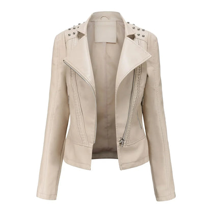 Veste tailleur femme – Coupe structurée – Détails cloutés – Fermeture zippée