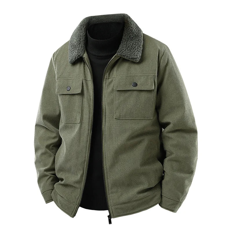 Theo Relaxed Fit Bomber Jacket | Corduroy Zip Front Bomber Jacket