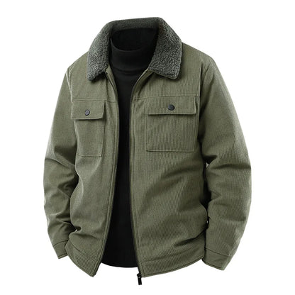 Theo Relaxed Fit Bomber Jacket | Corduroy Zip Front Bomber Jacket