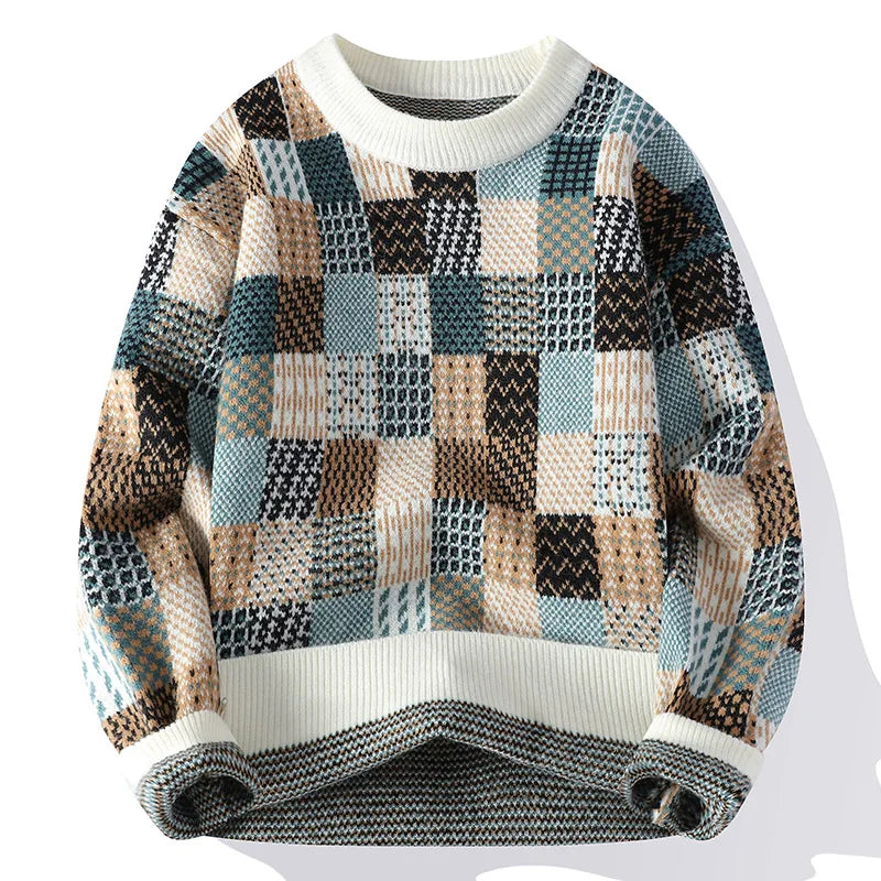 Alexander Relaxed Fit Sweater | Patchwork Crewneck Sweater