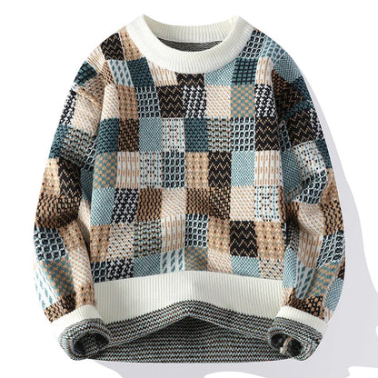 Alexander Relaxed Fit Sweater | Patchwork Crewneck Sweater