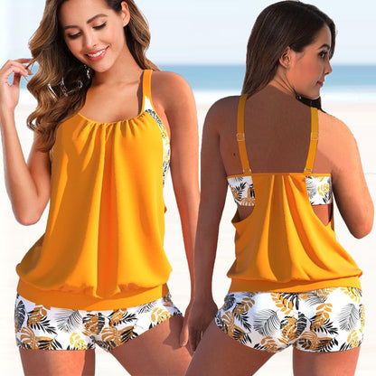 Women's Tankini – Blouson Top – Adjustable Straps – Fitted Shorts – Breathable Fabric