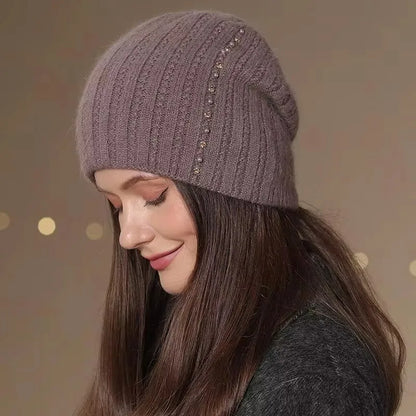 Giulia Relaxed Fit Beanie | Ribbed Embellished Beanie