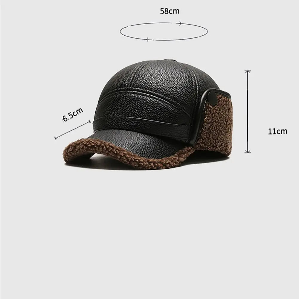 Logan Leather Ear Flap Cap | Fleece Trim, Structured Fit Cap