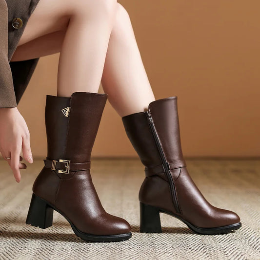Alice Buckle Mid-Calf Boots | Block Heel Mid-Calf Boots
