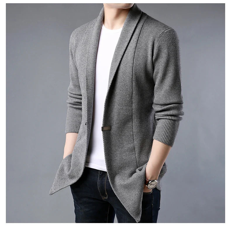 Arlo Relaxed Fit Long Cardigan | Shawl Collar Long Cardigan