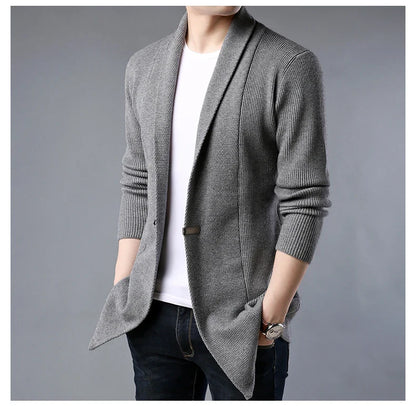 Arlo Relaxed Fit Long Cardigan | Shawl Collar Long Cardigan