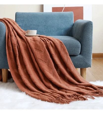 Contemporary Knit Blanket With Zigzag Pattern