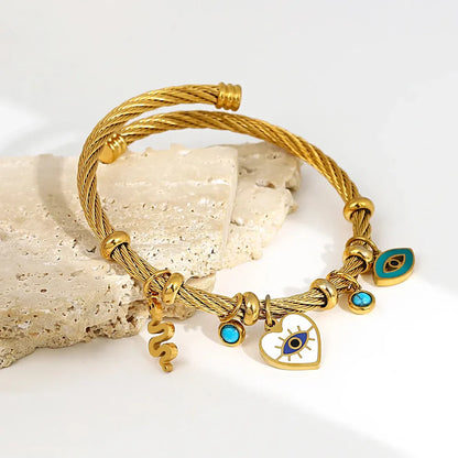 Valentina Open Cuff Bracelet | Evil Eye & Turquoise Cuff Bracelet