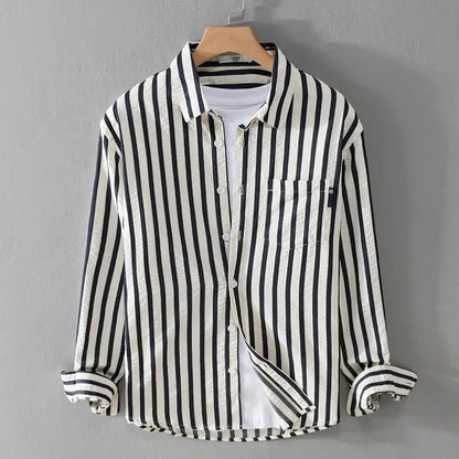 Blouse femme – Coupe décontractée – Rayures verticales – Tissu respirant – Boutonnée