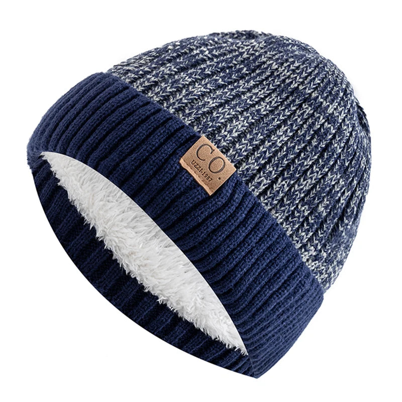 Henry Two-Tone Beanie Hat | Fleece Lined Ribbed Knit Beanie Hat