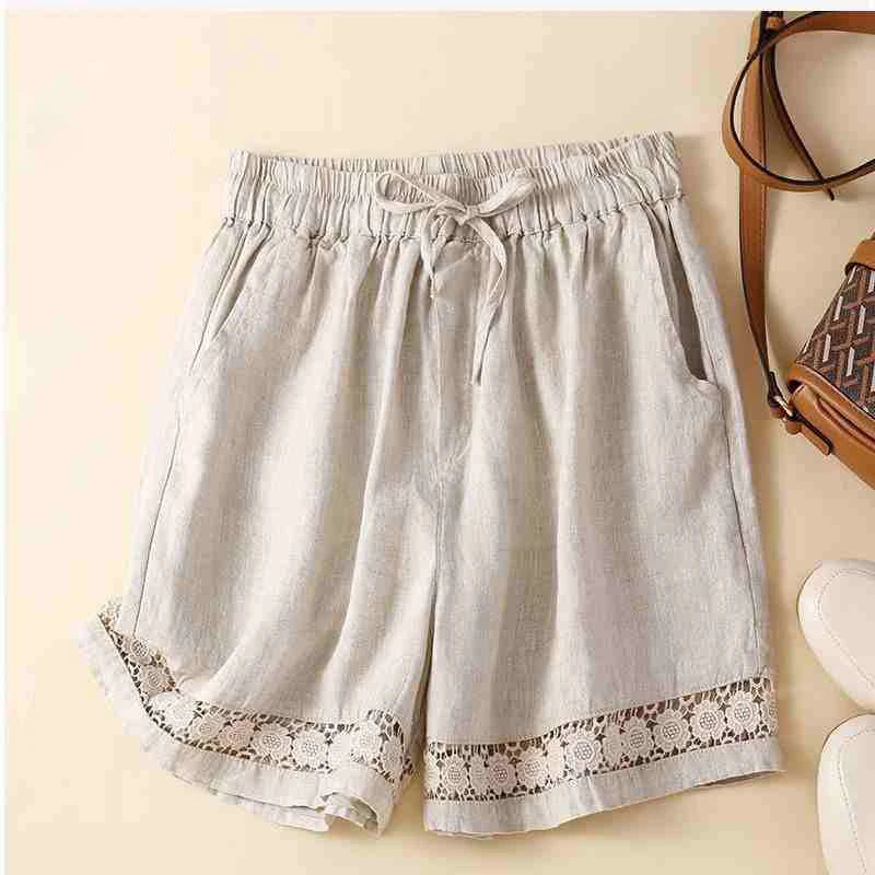 Embroidered Linen Shorts for Women – Relaxed Comfort & Adjustable Fit