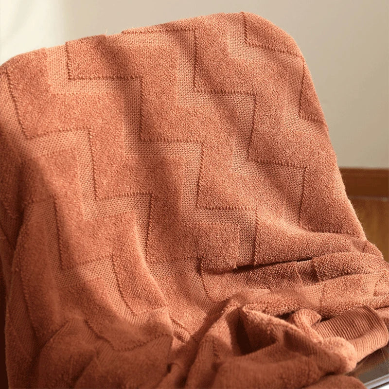 Contemporary Knit Blanket With Zigzag Pattern