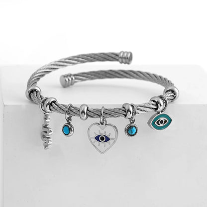 Valentina Open Cuff Bracelet | Evil Eye & Turquoise Cuff Bracelet