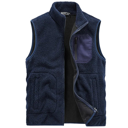 Alfie Relaxed Fit Vest | Stand Collar, Full Zip Vest