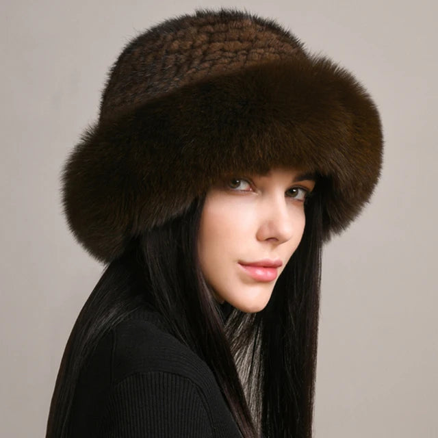 Chiara Knitted Fur Hat | Fluffy Winter Fur Hat