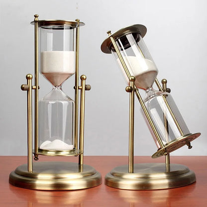 Classical Brass Hourglass Timer With Rotating Cylinder