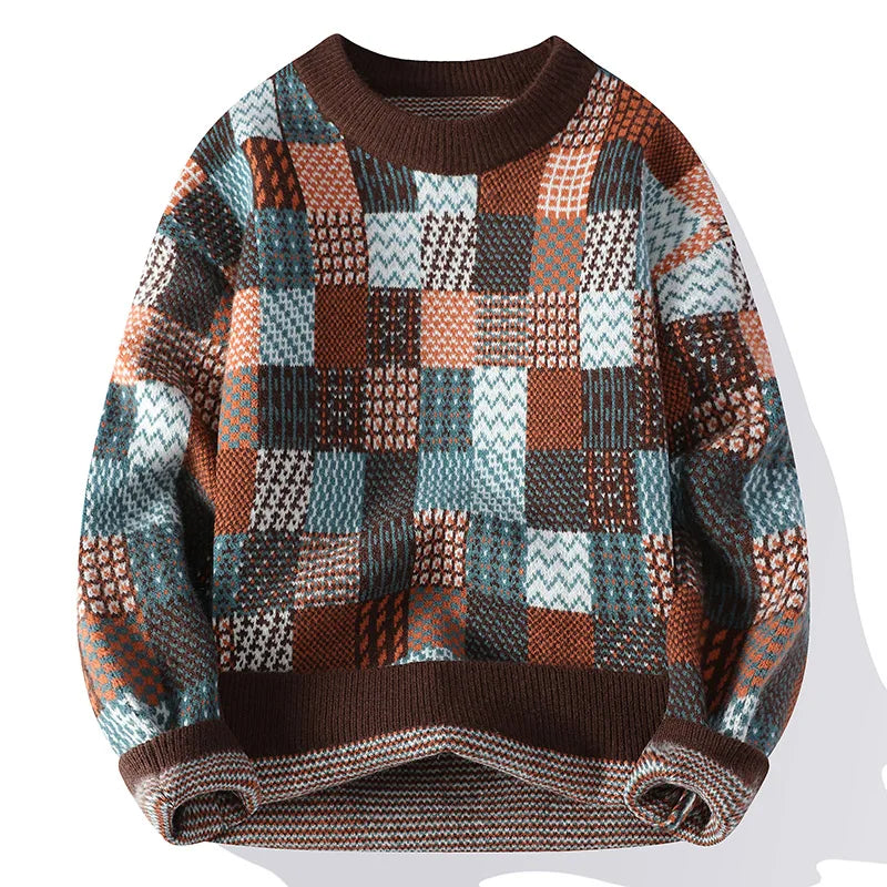 Alexander Relaxed Fit Sweater | Patchwork Crewneck Sweater