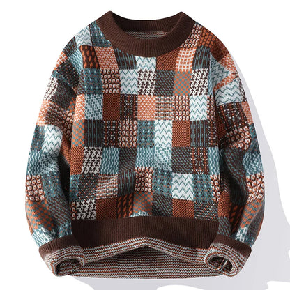 Alexander Relaxed Fit Sweater | Patchwork Crewneck Sweater