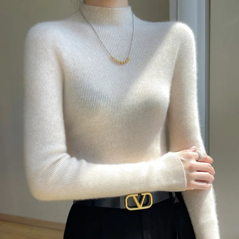 Veronica Slim Fit Mock Neck Sweater | Ribbed Mock Neck Sweater
