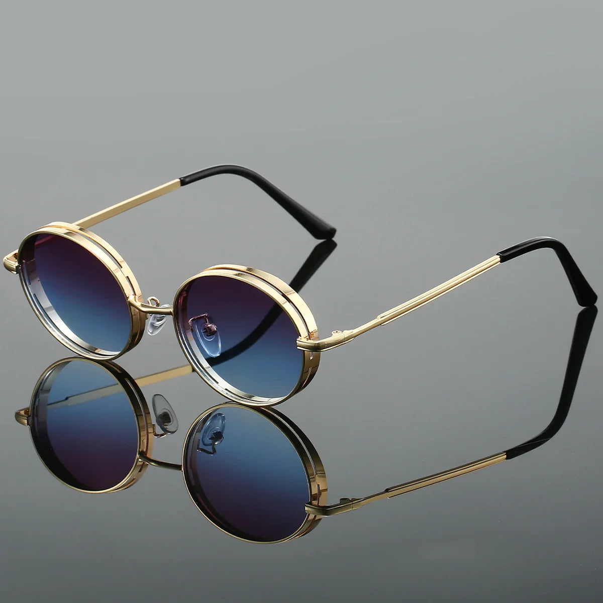 Side-Shield Metal Round Sunglasses for Unisex – Everyday Style & Coverage