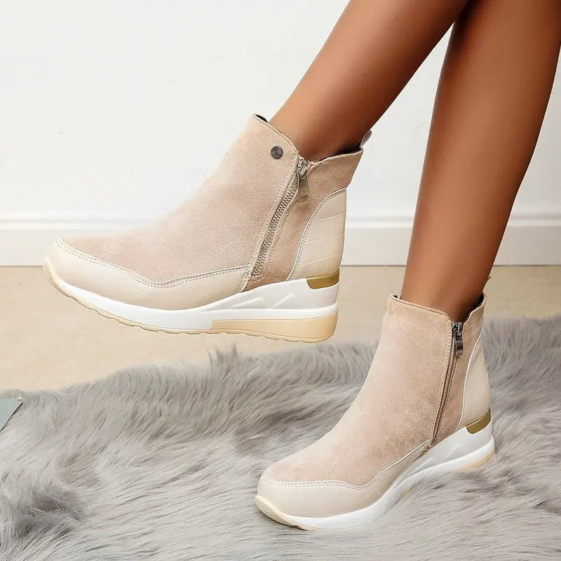 Giulia Wedge Ankle Boots | Metallic Accent Wedge Ankle Boots