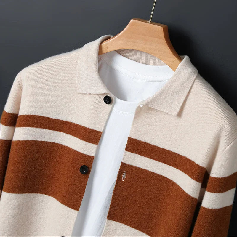 Archie Relaxed Fit Cardigan | Striped, Collared Cardigan