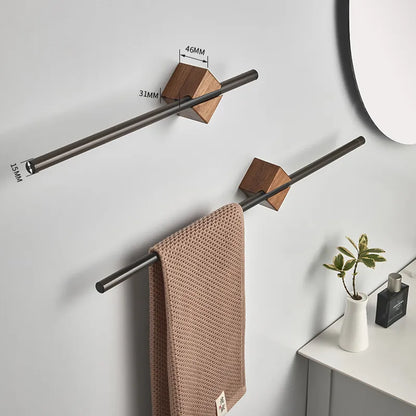 Minimalist Wall-Mounted Wood and Metal Towel Rack