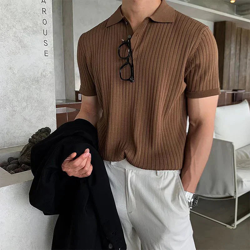Men's polo – Slim fit – Ribbed knit – Short sleeves – Smart casual style