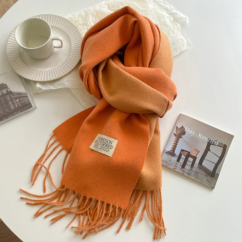 Valentina Long Scarf | Double-Sided, Fringed Ends Scarf