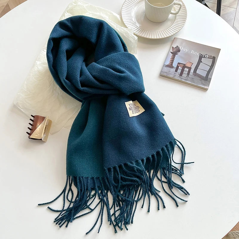 Valentina Long Scarf | Double-Sided, Fringed Ends Scarf