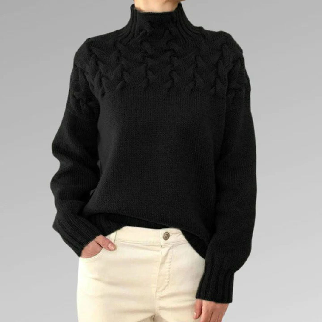Anna Relaxed Fit Turtleneck Sweater | Ribbed Turtleneck Sweater