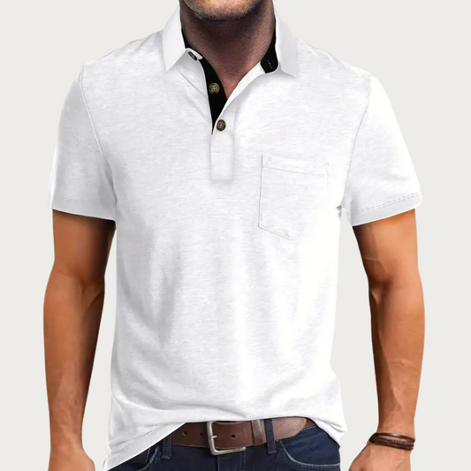 Men's polo – Regular fit – Soft breathable knit – Short sleeves – Chest pocket