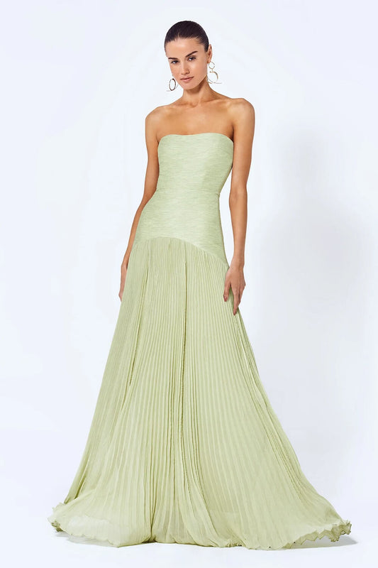 Robe longue femme – Bustier cintré – Jupe plissée fluide