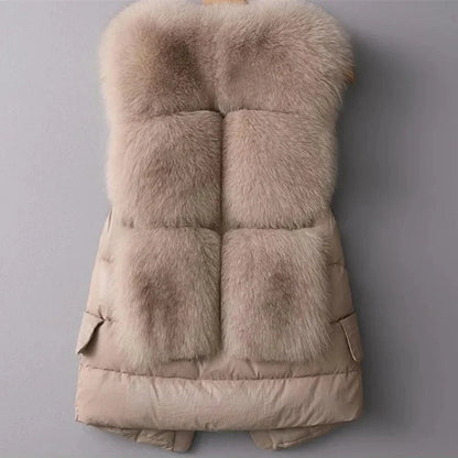 Emma Quilted Vest | Fur Trim Collared Vest