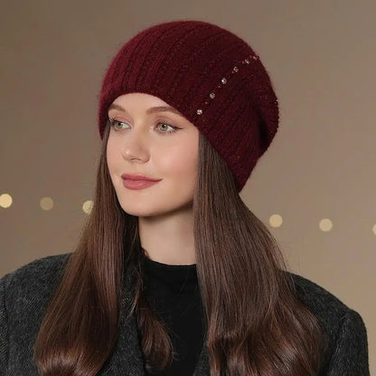 Giulia Relaxed Fit Beanie | Ribbed Embellished Beanie