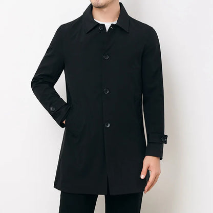 Veste coupe-vent homme – Déperlante – Coupe décontractée – Mi-longue – Fermeture boutonnée