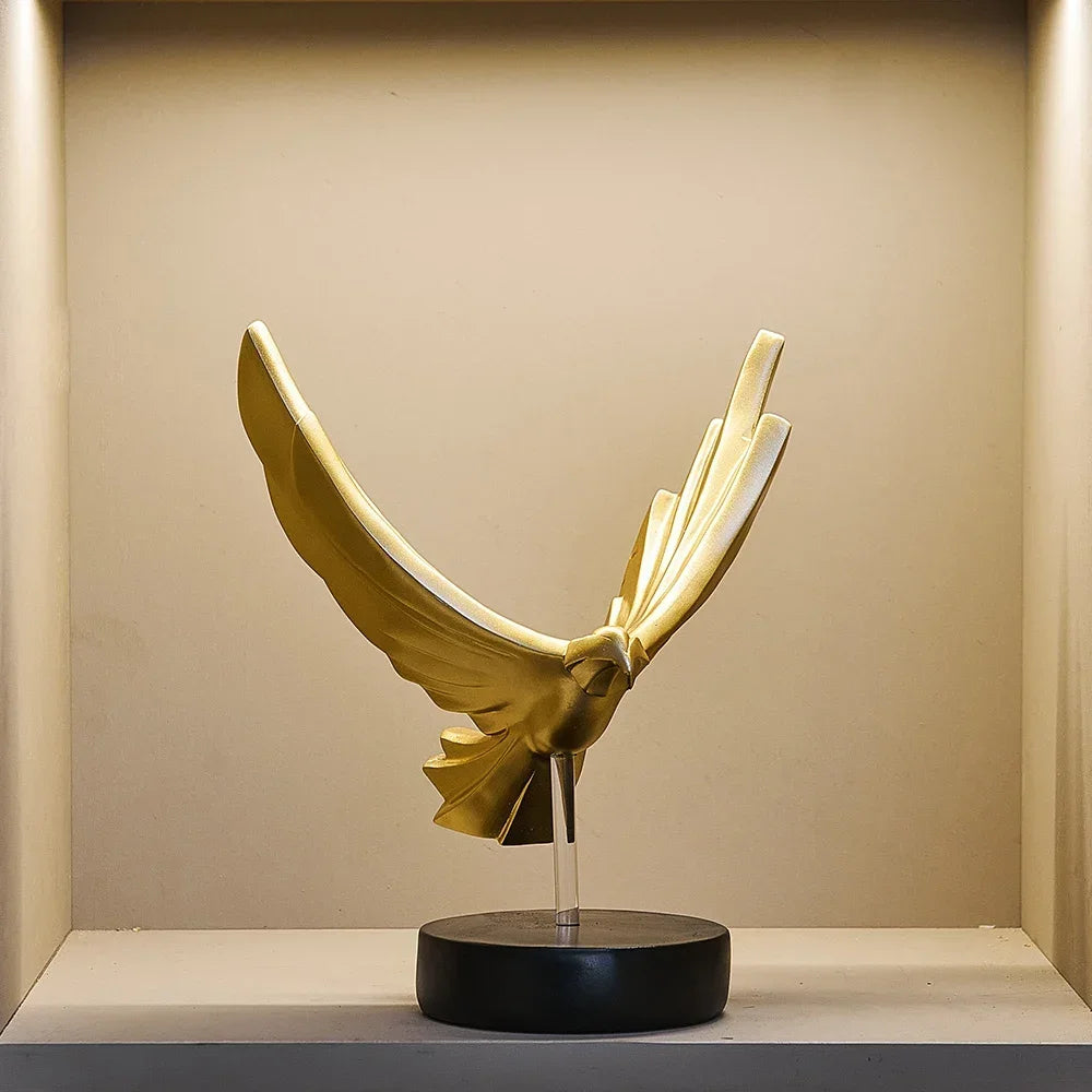 Contemporary Metal Eagle Sculpture With Sleek Finish