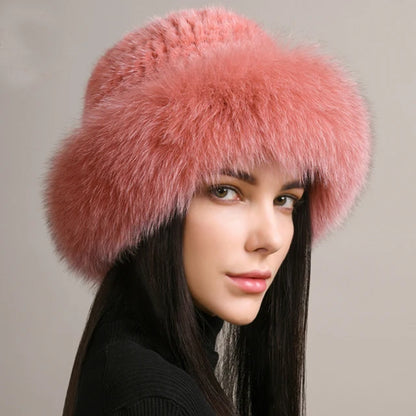 Chiara Knitted Fur Hat | Fluffy Winter Fur Hat
