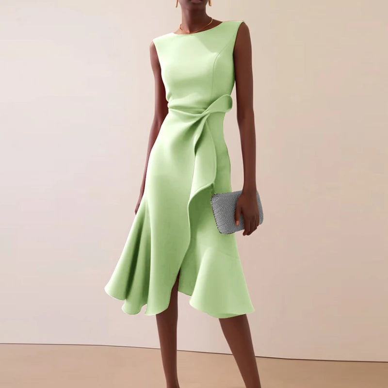 Ruffled Asymmetrical Hem A-Line Dress for Women – Party-Ready Elegance