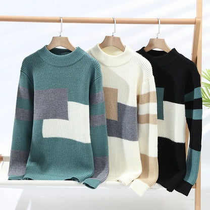 Elias Knit Sweater | Geometric High-Neck Sweater