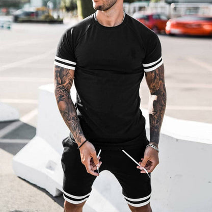 Men's sports set – Slim fit – Breathable stretch fabric – T-shirt and shorts