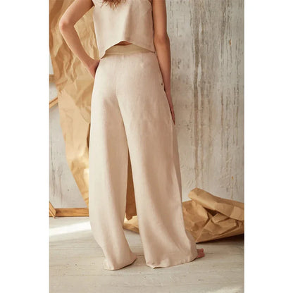 Women's High-Waisted Button Front Wide-Leg Pants – Relaxed Casual Style