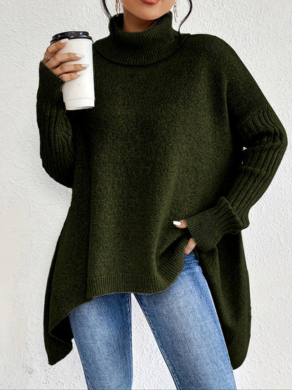 Maria Oversized Turtleneck Sweater | Solid Turtleneck Sweater