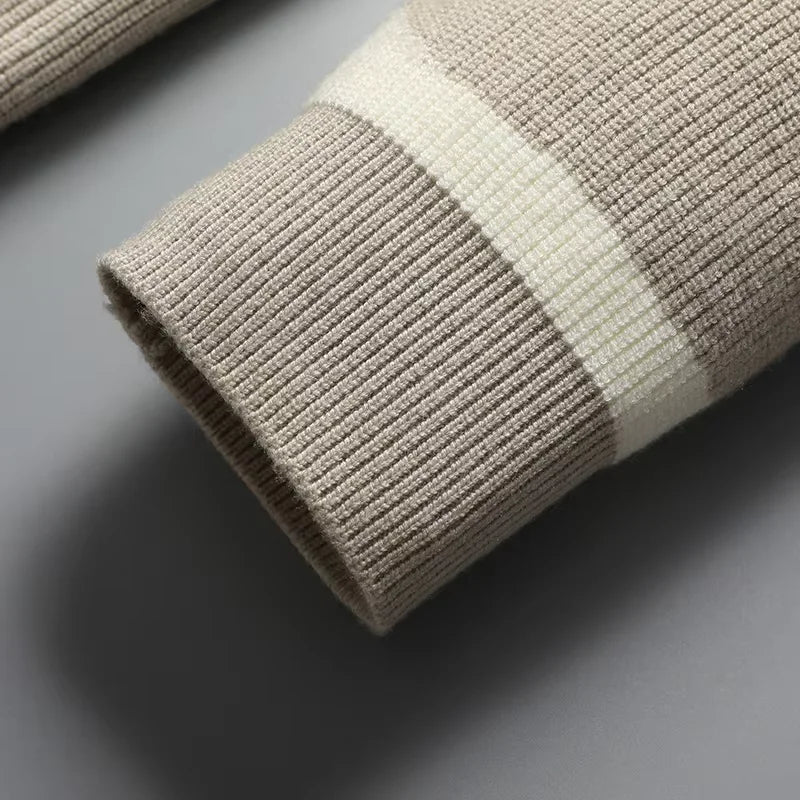 Edward V-Neck Cardigan | Contrast Stripes, Button Front Cardigan