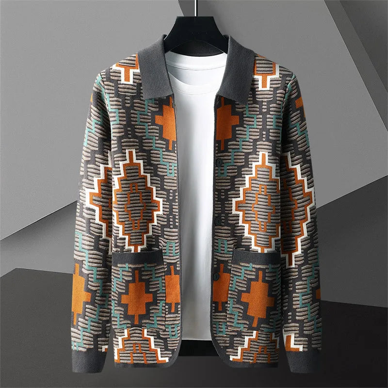 Alexander Open Front Cardigan | Geometric Print Cardigan
