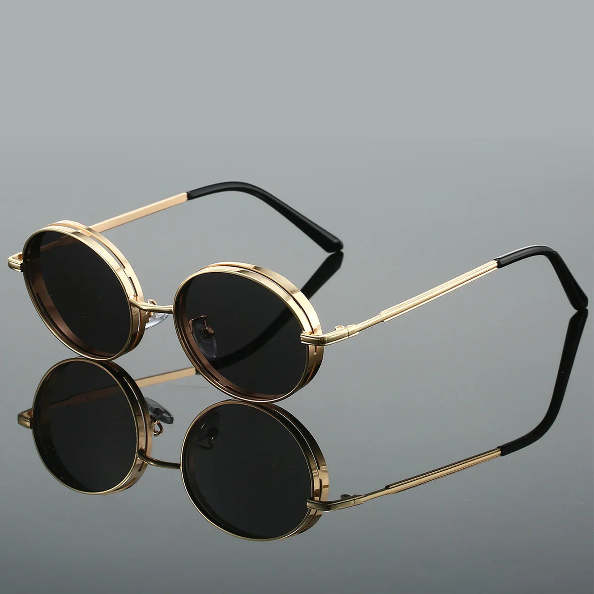 Side-Shield Metal Round Sunglasses for Unisex – Everyday Style & Coverage