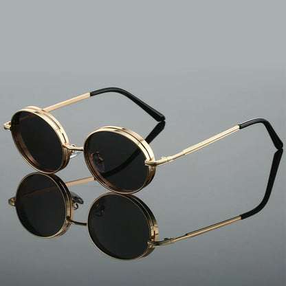 Side-Shield Metal Round Sunglasses for Unisex – Everyday Style & Coverage