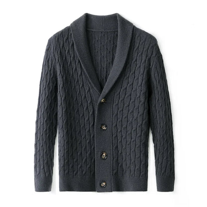 Lucas Shawl Collar Cardigan | Cable Knit Button Front Cardigan